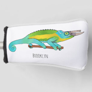 Jackson's chameleon cartoon illustration  golf head cover