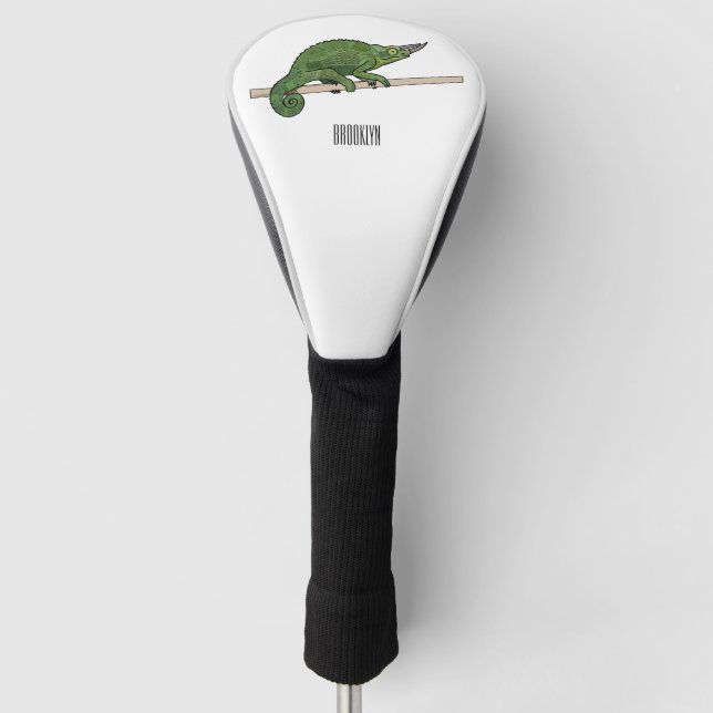 Jackson's chameleon cartoon illustration golf head cover (Front)