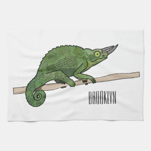 Jackson's chameleon cartoon illustration kitchen towel
