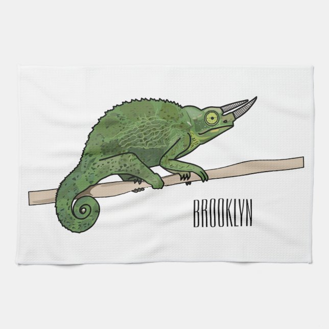Jackson's chameleon cartoon illustration kitchen towel (Horizontal)