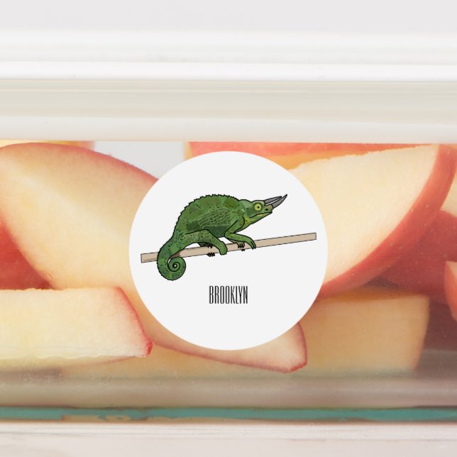 Jackson's chameleon cartoon illustration labels (Affixed)