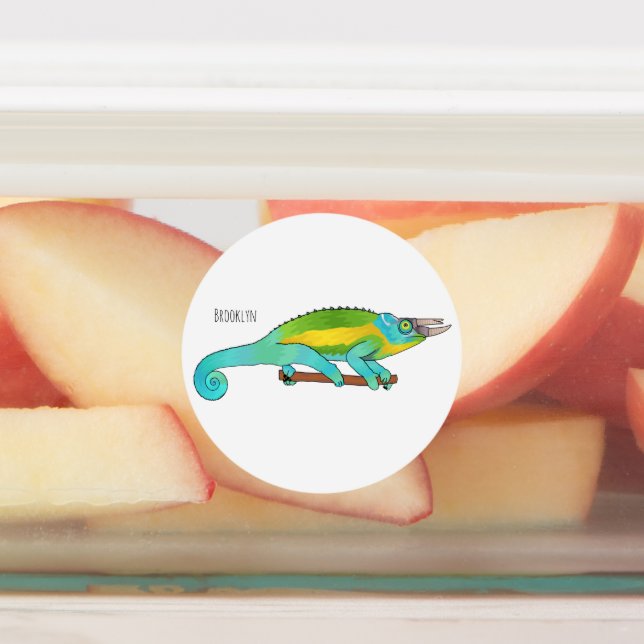 Jackson's chameleon cartoon illustration labels (Affixed)