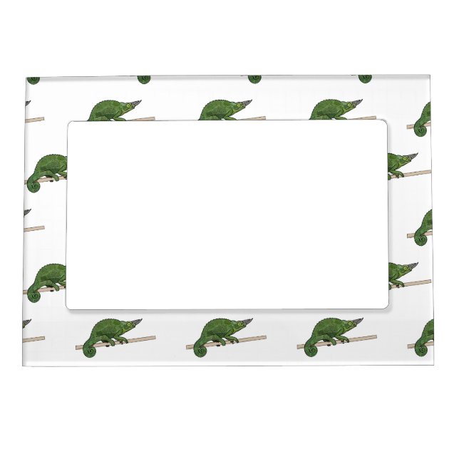 Jackson's chameleon cartoon illustration magnetic frame (Front)