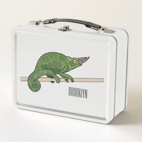 Jacksons chameleon cartoon illustration metal lunch box