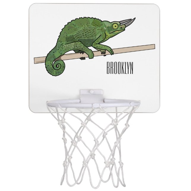 Jackson's chameleon cartoon illustration mini basketball hoop (Front)