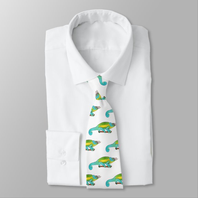 Jackson's chameleon cartoon illustration neck tie (Tied)