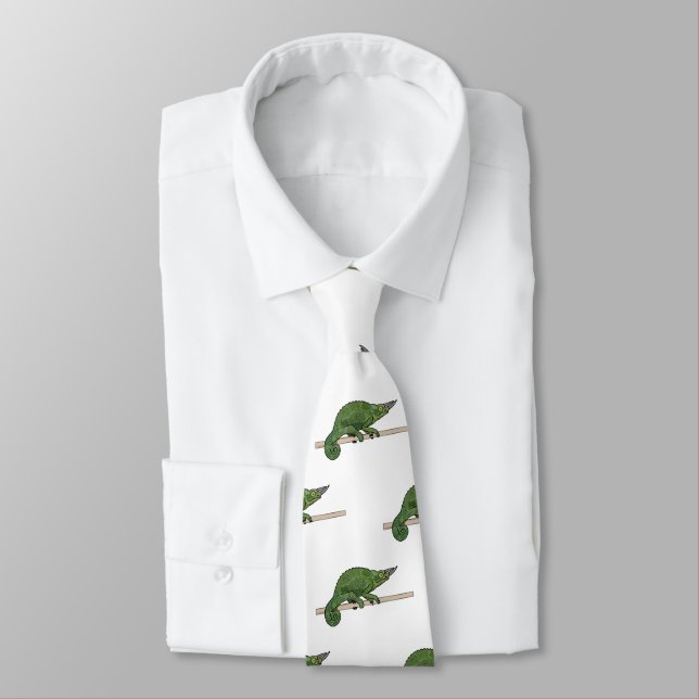 Jackson's chameleon cartoon illustration neck tie (Tied)