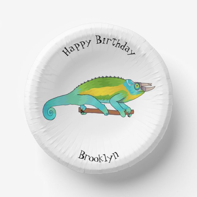 Jackson's chameleon cartoon illustration  paper bowls (Front)