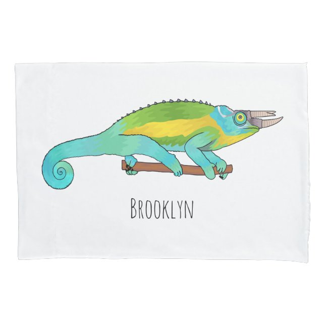 Jackson's chameleon cartoon illustration  pillow case (Front)