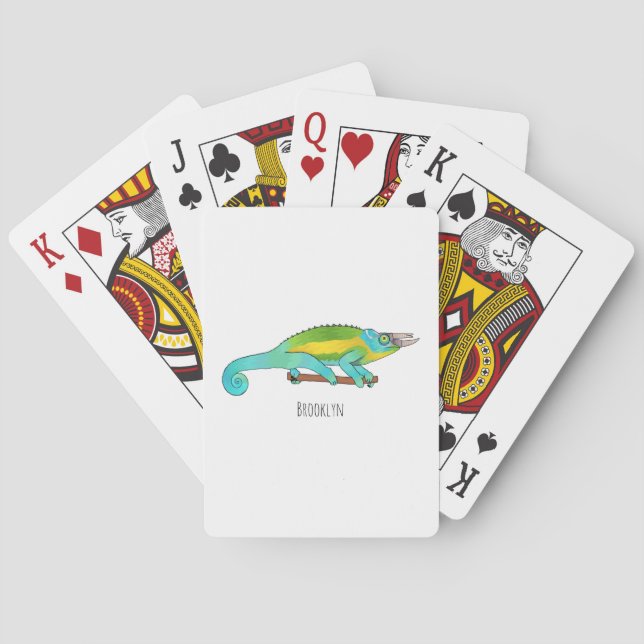 Jackson's chameleon cartoon illustration poker cards (Back)