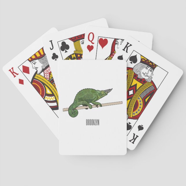 Jackson's chameleon cartoon illustration poker cards (Back)