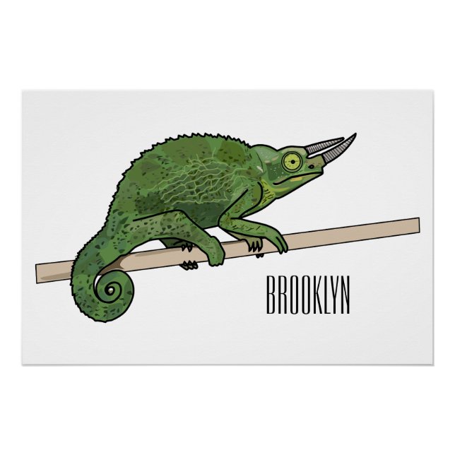 Jackson's chameleon cartoon illustration poster (Front)
