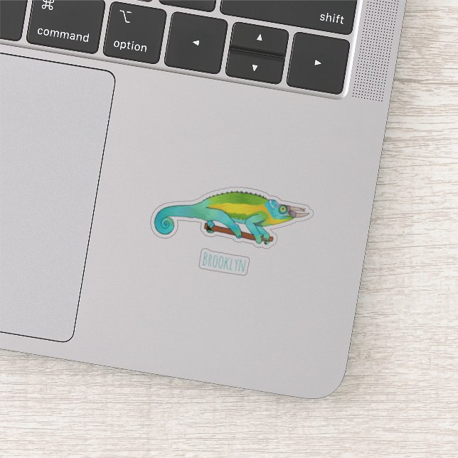Jackson's chameleon cartoon illustration sticker (Detail)
