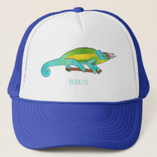 Jackson's chameleon cartoon illustration trucker hat