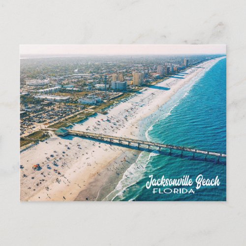 Jacksonville Beach Florida aerial view photo Postcard