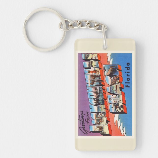 Jacksonville Beach Florida FL Old Travel Souvenir Keychain (Front)