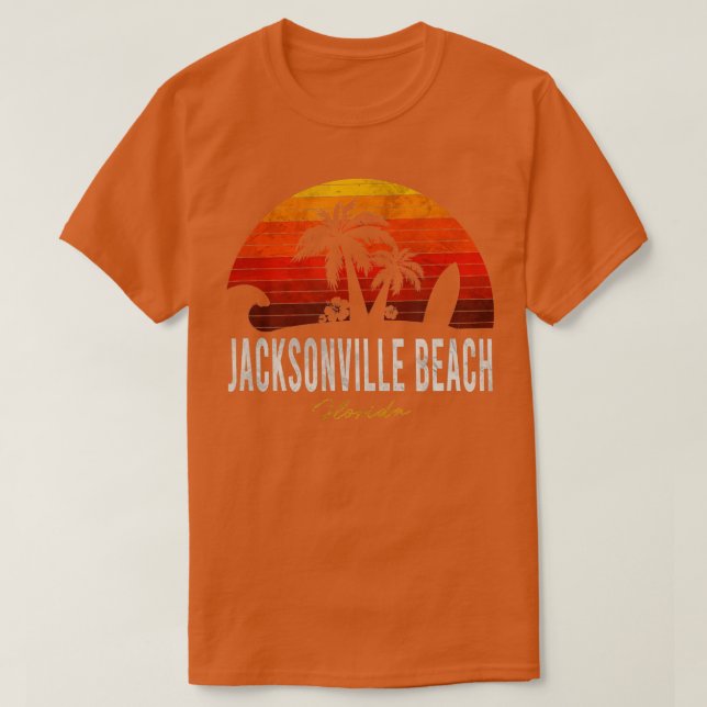 Jacksonville Beach Florida FL Palms Vacation Surf  T-Shirt (Design Front)