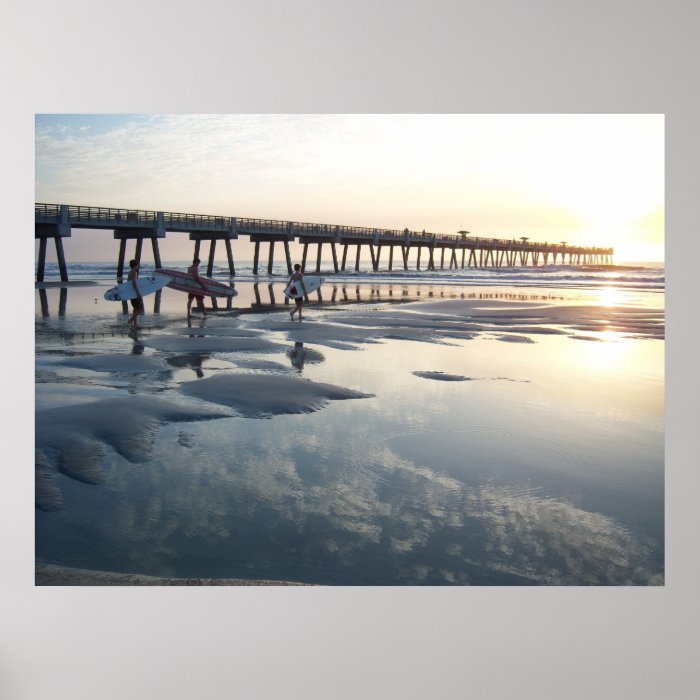 Jacksonville Beach, Florida   Surfer Sunrise Poster