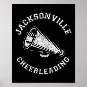 Jacksonville Cheer Distressed Retro 90's Cheerlead Poster