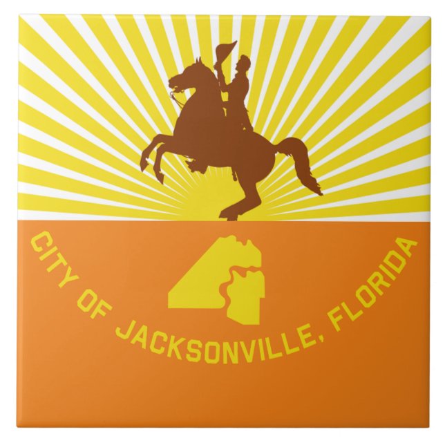 Jacksonville city flag ceramic tile (Front)