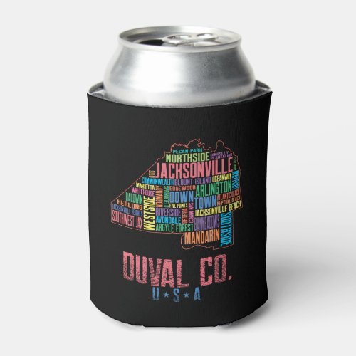 Jacksonville Duval County Florida USA Map Can Cooler