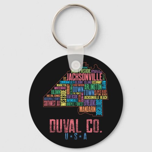 Jacksonville Duval County Florida USA Map Keychain