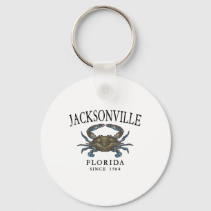 Jacksonville Fl Blue Crab Since 1564 Arched Black  Keychain