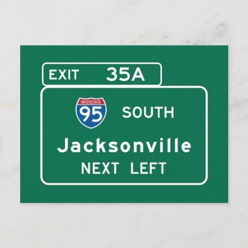 Jacksonville FL Road Sign Postcard