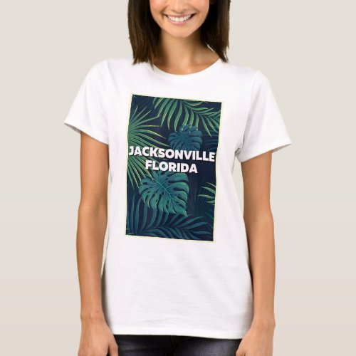 Jacksonville Florida Beaches Palm Leaves Summer T_Shirt