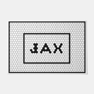 Jacksonville Florida Black and White Tile Doormat
