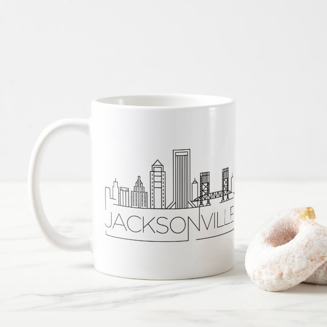 Jacksonville, Florida | City Stylized Skyline Coffee Mug (With Donut)