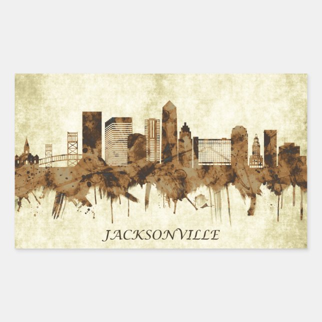 Jacksonville Florida Cityscape Rectangular Sticker (Front)