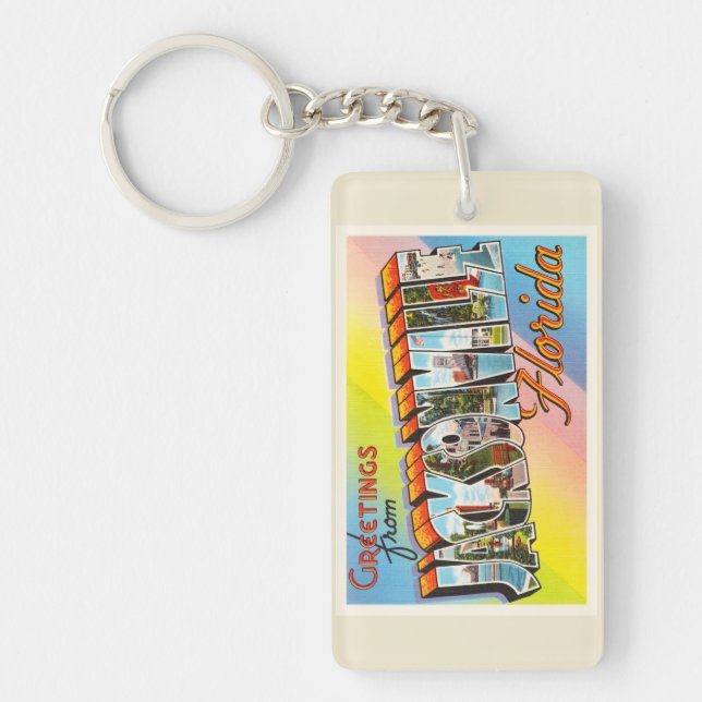 Jacksonville Florida FL Vintage Travel Souvenir Keychain (Front)