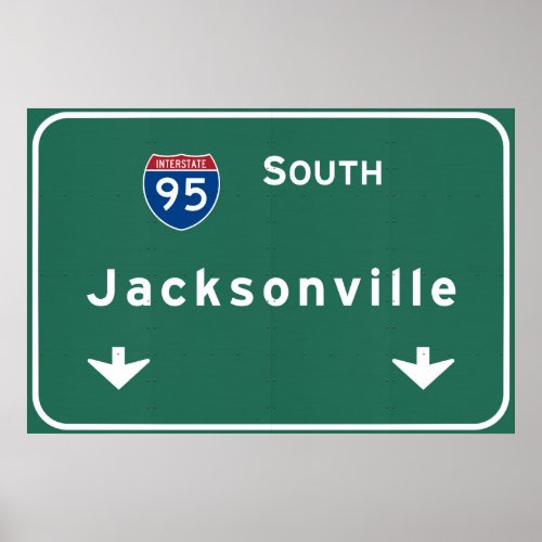 Jacksonville Florida Interstate Highway Freeway  Poster