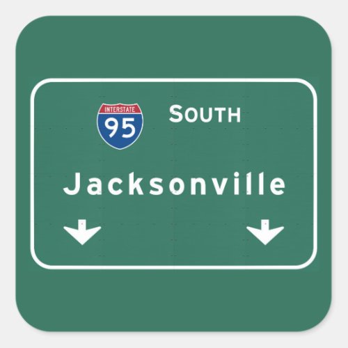 Jacksonville Florida Interstate Highway Freeway  Square Sticker
