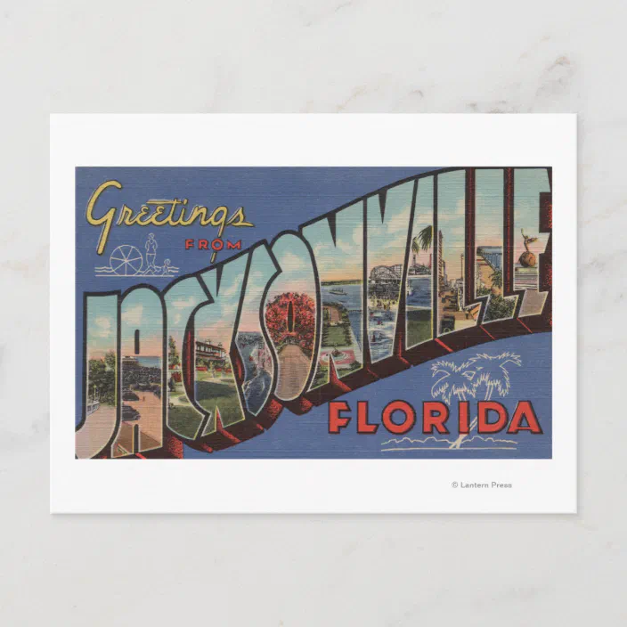 Jacksonville Sign Destinations Florida Lantern Press Postcard 
