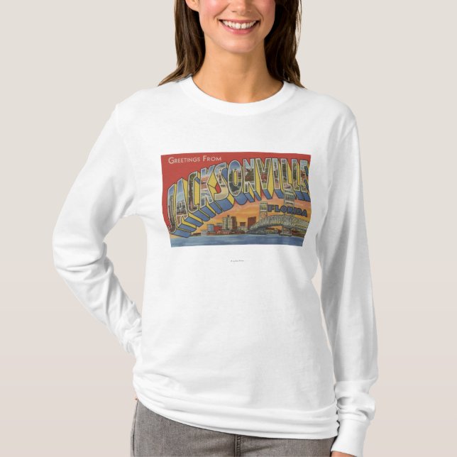 Jacksonville, Florida - Large Letter Scenes T-Shirt (Front)