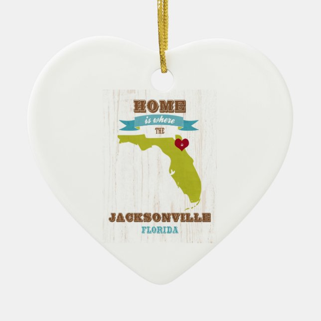 Jacksonville, Florida Map – Home Is Where Ceramic Ornament (Front)