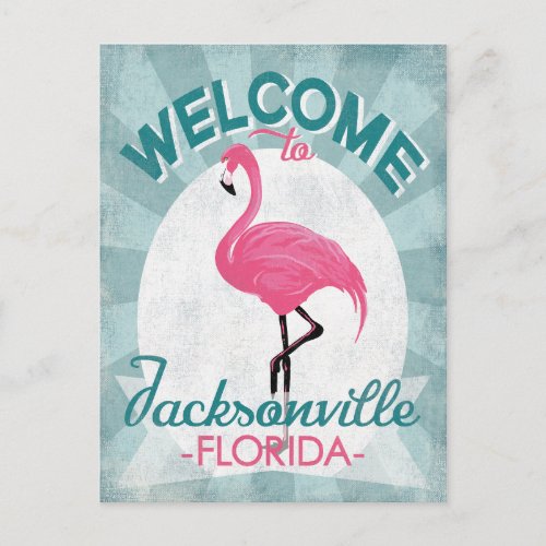 Jacksonville Florida Pink Flamingo Retro Postcard