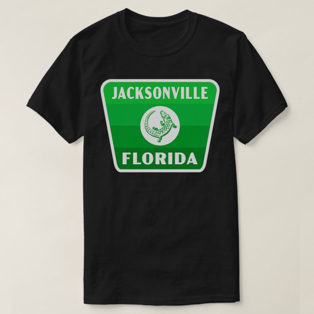 Jacksonville Florida Retro Gator Badge Green T-Shirt (Design Front)