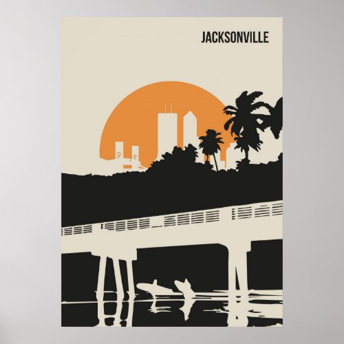 Jacksonville Florida Retro Minimal Book Cover Poster