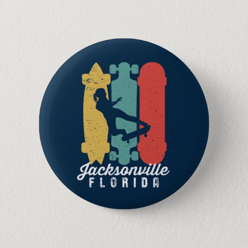 Jacksonville Florida Skater Girl Skateboarding Button