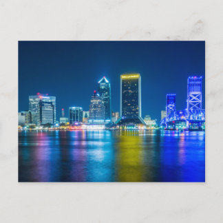Jacksonville Florida Skyline along river Postcard