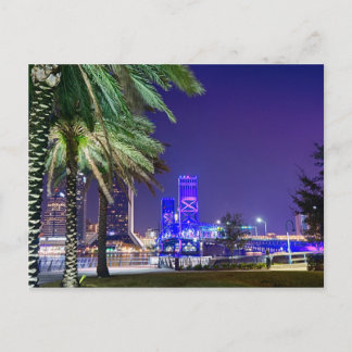 Jacksonville Florida Skyline along river Postcard