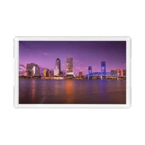 Jacksonville Florida Skyline at Night Acrylic Tray