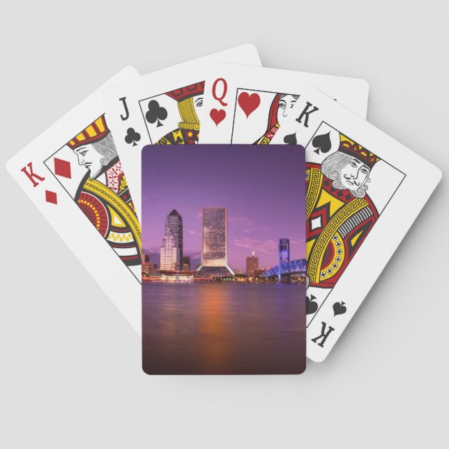 Jacksonville Florida Skyline at Night Poker Cards (Back)
