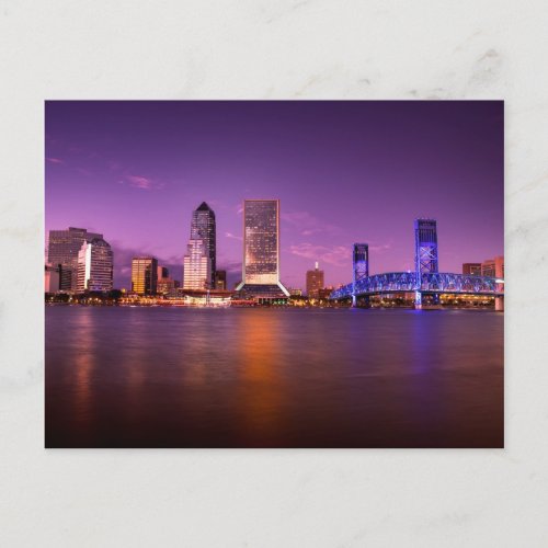 Jacksonville Florida Skyline at Night Postcard