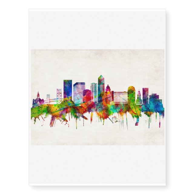 Jacksonville Florida Skyline Temporary Tattoos (Front)