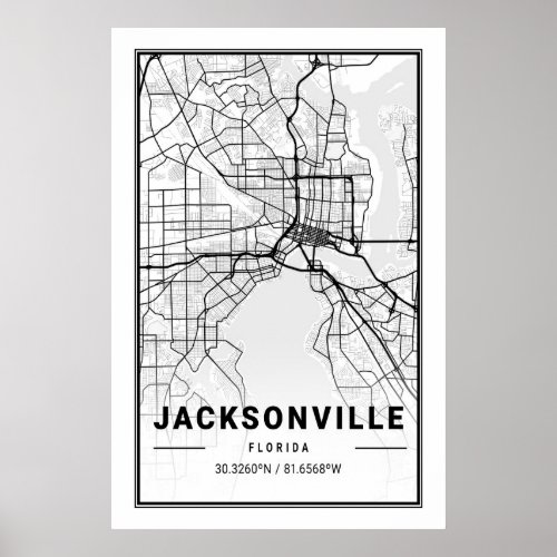 Jacksonville Florida USA City Travel City Map Poster