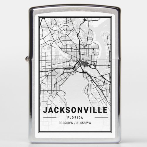 Jacksonville Florida USA City Travel City Map Zippo Lighter